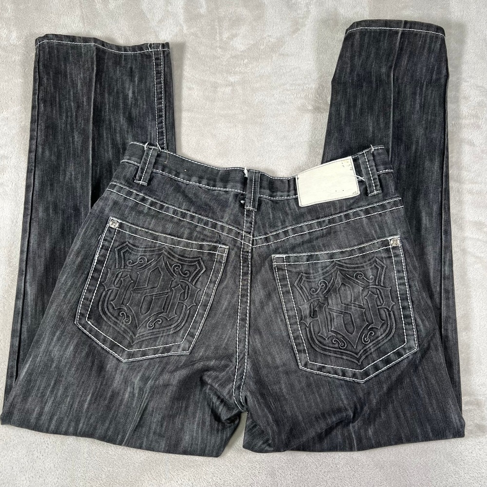 Southpole Jeans Men's Size 34x30 Black Premium Edition Embroidered Grunge Cyber